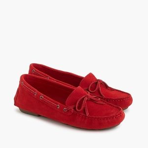 J crew moccasins driving shoes red